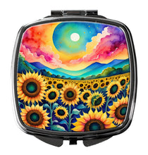 Load image into Gallery viewer, Colorful Sunflowers Compact Mirror – Stylish Purse Mirror with Artistic Covers