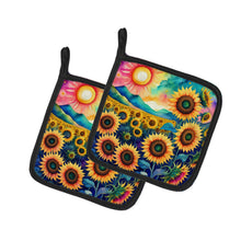 Load image into Gallery viewer, Colorful Sunflowers Pot Holders - Set of 2 Decorative Kitchen Helpers | Made in the USA