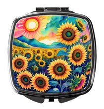 Load image into Gallery viewer, Colorful Sunflowers Compact Mirror – Stylish Purse Mirror with Artistic Covers