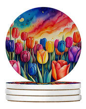 Load image into Gallery viewer, Colorful Tulips Large Sandstone Coasters Pack of 4