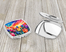 Load image into Gallery viewer, Colorful Tulips Compact Mirror – Stylish Purse Mirror with Artistic Covers