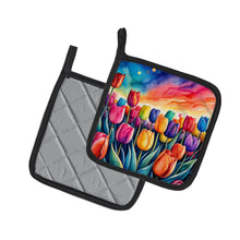 Load image into Gallery viewer, Colorful Tulips Pot Holders - Set of 2 Decorative Kitchen Helpers | Made in the USA