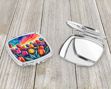 Load image into Gallery viewer, Colorful Tulips Compact Mirror – Stylish Purse Mirror with Artistic Covers