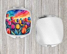 Load image into Gallery viewer, Colorful Tulips Compact Mirror – Stylish Purse Mirror with Artistic Covers
