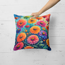 Load image into Gallery viewer, Colorful Zinnias Fabric Decorative Pillow