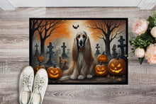 Load image into Gallery viewer, Afghan Hound Spooky Halloween Doormat -  18x27 Decorative Floor Mat – Indoor/Outdoor Rug