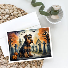 Load image into Gallery viewer, Airedale Terrier Spooky Halloween Greeting Cards -  Blank Note Cards – 8-Pack of Artist-Designed Cards with Envelopes