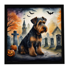 Load image into Gallery viewer, Airedale Terrier Spooky Halloween Framed Metal Print