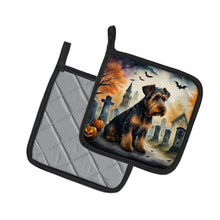 Load image into Gallery viewer, Airedale Terrier Spooky Halloween Pot Holders - Set of 2 Decorative Kitchen Helpers | Made in the USA