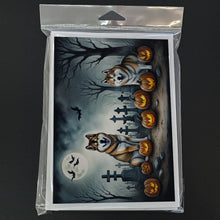Load image into Gallery viewer, Akita Spooky Halloween Greeting Cards -  Blank Note Cards – 8-Pack of Artist-Designed Cards with Envelopes
