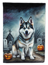 Load image into Gallery viewer, Alaskan Malamute Spooky Halloween Garden Flag – Dog in Cemetery Scene