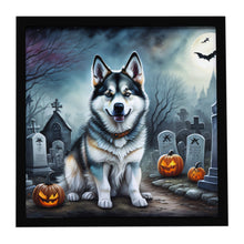 Load image into Gallery viewer, Alaskan Malamute Spooky Halloween Framed Metal Print