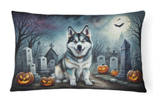 Load image into Gallery viewer, Alaskan Malamute Spooky Halloween Fabric Decorative Pillow