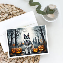Load image into Gallery viewer, Alaskan Malamute Spooky Halloween Greeting Cards -  Blank Note Cards – 8-Pack of Artist-Designed Cards with Envelopes