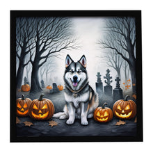 Load image into Gallery viewer, Alaskan Malamute Spooky Halloween Framed Metal Print