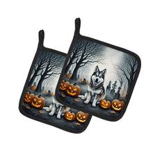 Load image into Gallery viewer, Alaskan Malamute Spooky Halloween Pot Holders - Set of 2 Decorative Kitchen Helpers | Made in the USA