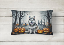 Load image into Gallery viewer, Alaskan Malamute Spooky Halloween Fabric Decorative Pillow