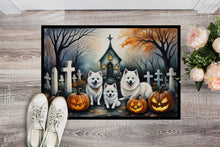 Load image into Gallery viewer, American Eskimo Spooky Halloween Doormat -  18x27 Decorative Floor Mat – Indoor/Outdoor Rug
