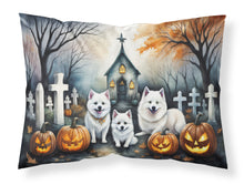 Load image into Gallery viewer, American Eskimo Spooky Halloween Fabric Standard Pillowcase – Artistic Decorative Front, White Back