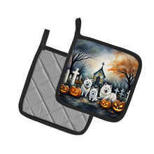 Load image into Gallery viewer, American Eskimo Spooky Halloween Pot Holders - Set of 2 Decorative Kitchen Helpers | Made in the USA