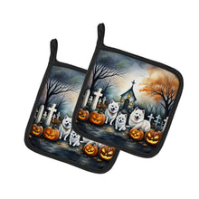Load image into Gallery viewer, American Eskimo Spooky Halloween Pot Holders - Set of 2 Decorative Kitchen Helpers | Made in the USA
