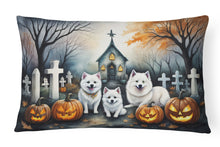 Load image into Gallery viewer, American Eskimo Spooky Halloween Fabric Decorative Pillow