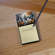 Load image into Gallery viewer, American Eskimo Spooky Halloween Sticky Note Holder- Refiilable Desk Accessory Note Pad