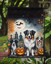 Load image into Gallery viewer, Australian Shepherd Spooky Halloween Garden Flag – Dog in Cemetery Scene