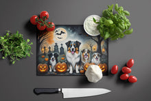 Load image into Gallery viewer, Australian Shepherd Spooky Halloween Glass Cutting Boards – Durable, Decorative Kitchen Art Large