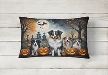 Load image into Gallery viewer, Australian Shepherd Spooky Halloween Fabric Decorative Pillow