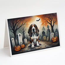 Load image into Gallery viewer, Basset Hound Spooky Halloween Greeting Cards -  Blank Note Cards – 8-Pack of Artist-Designed Cards with Envelopes