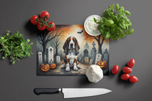Load image into Gallery viewer, Basset Hound Spooky Halloween Glass Cutting Boards – Durable, Decorative Kitchen Art Large