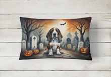 Load image into Gallery viewer, Basset Hound Spooky Halloween Fabric Decorative Pillow