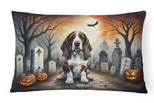 Load image into Gallery viewer, Basset Hound Spooky Halloween Fabric Decorative Pillow