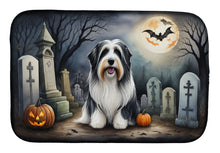 Load image into Gallery viewer, Bearded Collie Spooky Halloween Dish Drying Mat