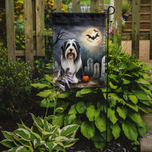 Load image into Gallery viewer, Bearded Collie Spooky Halloween Garden Flag – Dog in Cemetery Scene