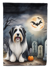 Load image into Gallery viewer, Bearded Collie Spooky Halloween Garden Flag – Dog in Cemetery Scene