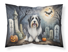 Load image into Gallery viewer, Bearded Collie Spooky Halloween Fabric Standard Pillowcase – Artistic Decorative Front, White Back