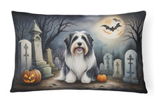 Load image into Gallery viewer, Bearded Collie Spooky Halloween Fabric Decorative Pillow