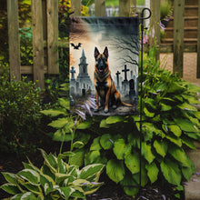 Load image into Gallery viewer, Belgian Malinois Spooky Halloween Garden Flag – Dog in Cemetery Scene