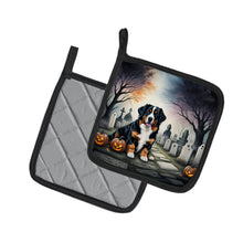Load image into Gallery viewer, Bernese Mountain Dog Spooky Halloween Pot Holders - Set of 2 Decorative Kitchen Helpers | Made in the USA