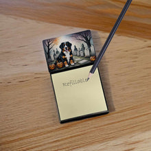 Load image into Gallery viewer, Bernese Mountain Dog Spooky Halloween Sticky Note Holder- Refiilable Desk Accessory Note Pad