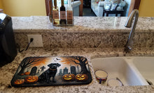 Load image into Gallery viewer, Black Labrador Retriever Spooky Halloween Dish Drying Mat
