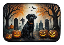 Load image into Gallery viewer, Black Labrador Retriever Spooky Halloween Dish Drying Mat