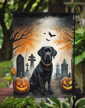 Load image into Gallery viewer, Black Labrador Retriever Spooky Halloween Garden Flag – Dog in Cemetery Scene