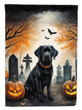 Load image into Gallery viewer, Black Labrador Retriever Spooky Halloween Garden Flag – Dog in Cemetery Scene