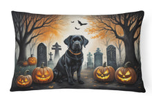 Load image into Gallery viewer, Black Labrador Retriever Spooky Halloween Fabric Decorative Pillow