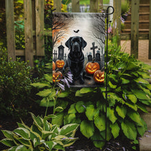 Load image into Gallery viewer, Black Labrador Retriever Spooky Halloween Garden Flag – Dog in Cemetery Scene
