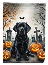 Load image into Gallery viewer, Black Labrador Retriever Spooky Halloween Garden Flag – Dog in Cemetery Scene