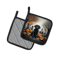Load image into Gallery viewer, Black Labrador Retriever Spooky Halloween Pot Holders - Set of 2 Decorative Kitchen Helpers | Made in the USA